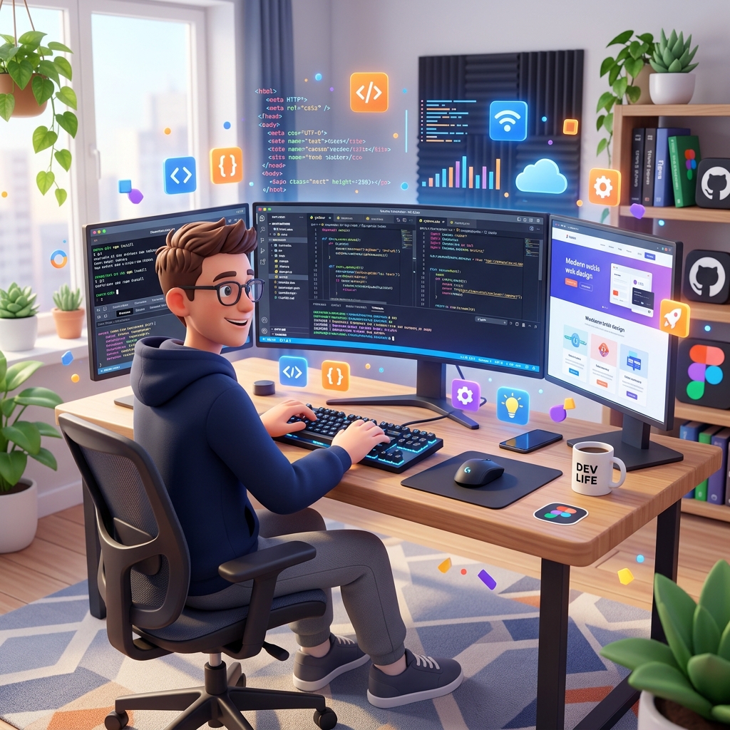 Web Developer 3D Cartoon